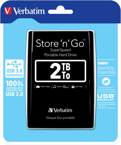 Verbatim 53177 Discos duros externos Negro, 2 TB