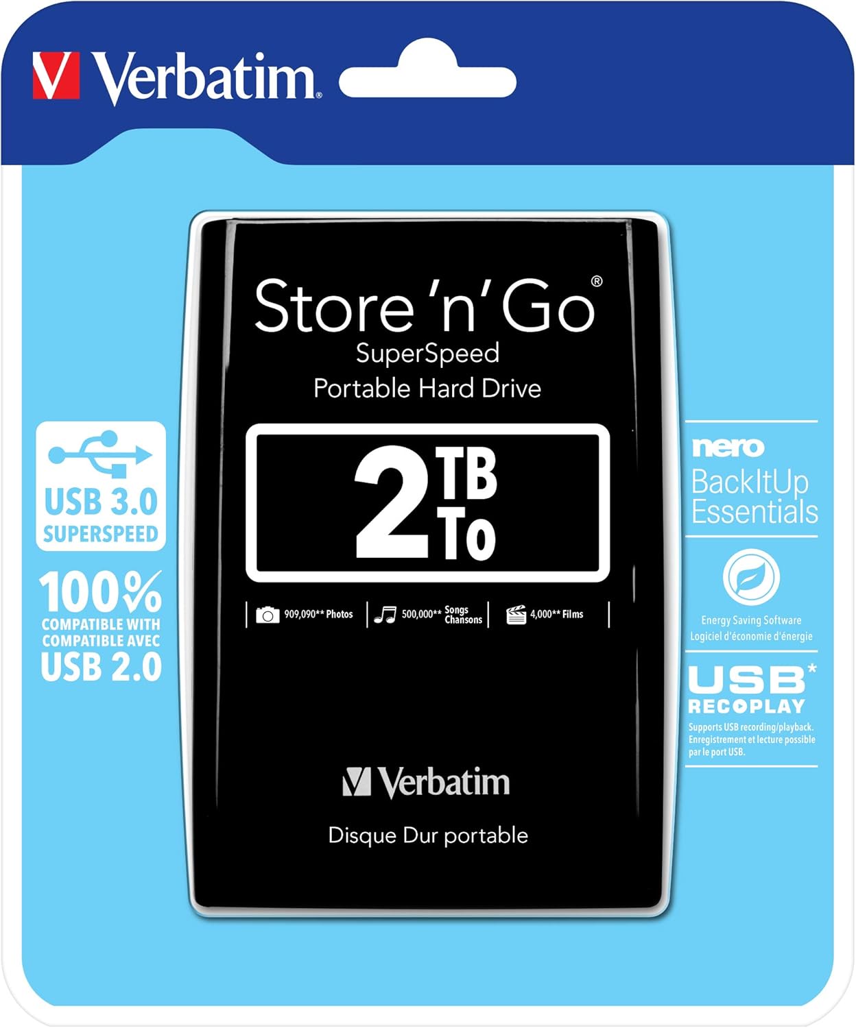 Verbatim 53177 Discos duros externos Negro, 2 TB