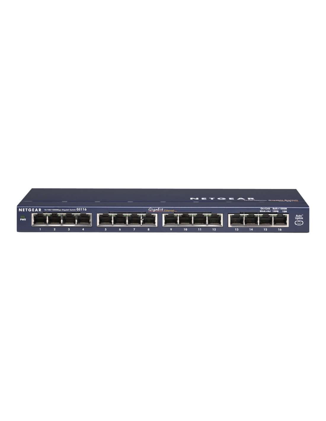 Netgear GS116GE Switch 16 Port Gigabit Ethernet LAN Switch (Plug-and-Play Netzwerk Switch, lüfterlos, robustes Metallgehäuse, ProSAFE Lifetime-Garantie) 16 Port (blau)
