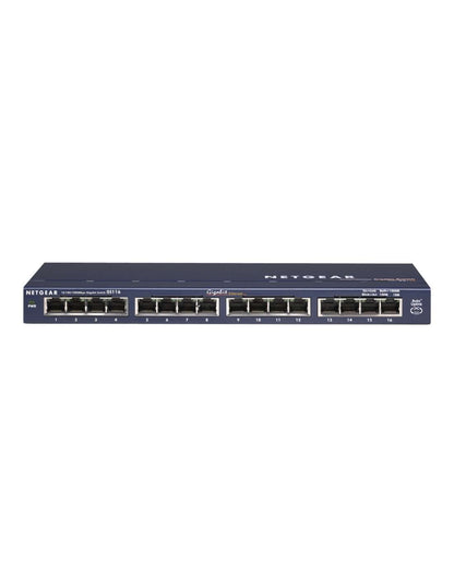 Netgear GS116GE Switch 16 Port Gigabit Ethernet LAN Switch (Plug-and-Play Netzwerk Switch, lüfterlos, robustes Metallgehäuse, ProSAFE Lifetime-Garantie) 16 Port (blau)