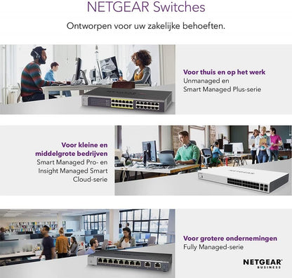 Netgear GS116GE Switch 16 Port Gigabit Ethernet LAN Switch (Plug-and-Play Netzwerk Switch, lüfterlos, robustes Metallgehäuse, ProSAFE Lifetime-Garantie) 16 Port (blau)