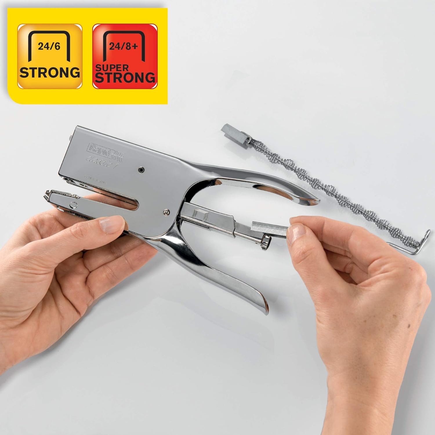 Rapid Classic K1 Stapling Pliers, 50 Sheet Capacity, Stapling and Pinning, Uses 24/6 and 24/8 mm Staples, Metal, Chrome, 10510601