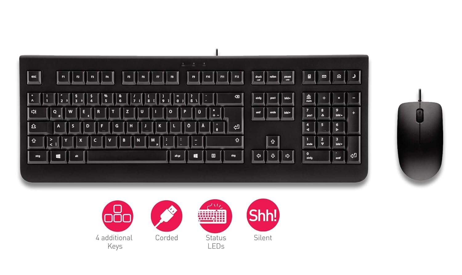 CHERRY DC 2000 - keyboards (USB, Universal, German, Wired, 0-50 °C, Black