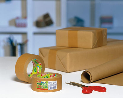 tesapack Paper ecoLogo - Environmentally Friendly Paper Packing Tape, 60 % Biobased Material - Brown - 50 m x 50 mm