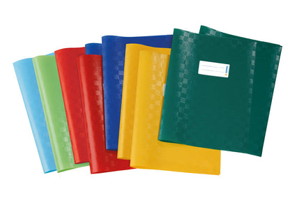 HERMA Exercise Book Cover A4, with inscription label, made of wipeable and sturdy plastic, slip on cover jackets for school, pack of 10, assorted colours, 19997