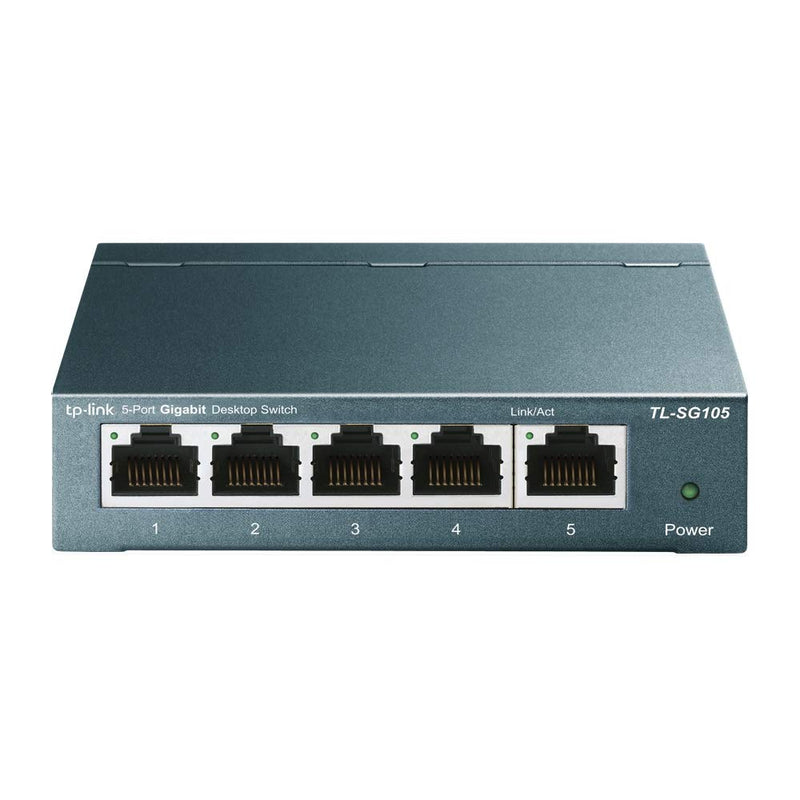 TP-Link TL-SG105 - Switch gigabit 5 Puertos 10/100/1000 Switch ethernet, Indicador del Estado, Acero Inoxidable con Super disipación de Calor, IGMP snooping, QoS