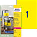 Avery Yellow Heavy Duty Laser Labels, 210 x 297 mm - Printer Labels (210 x 297 mm, Self-Adhesive Printer Label, Yellow, A4, -20-80 °C, Polyester, Laser