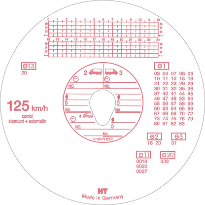RNK Combi Tachograph Disks 125 km/h Haug # 125 100/3100 Ø12 cm Inh. 100