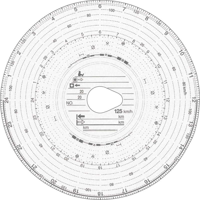 RNK Combi Tachograph Disks 125 km/h Haug # 125 100/3100 Ø12 cm Inh. 100