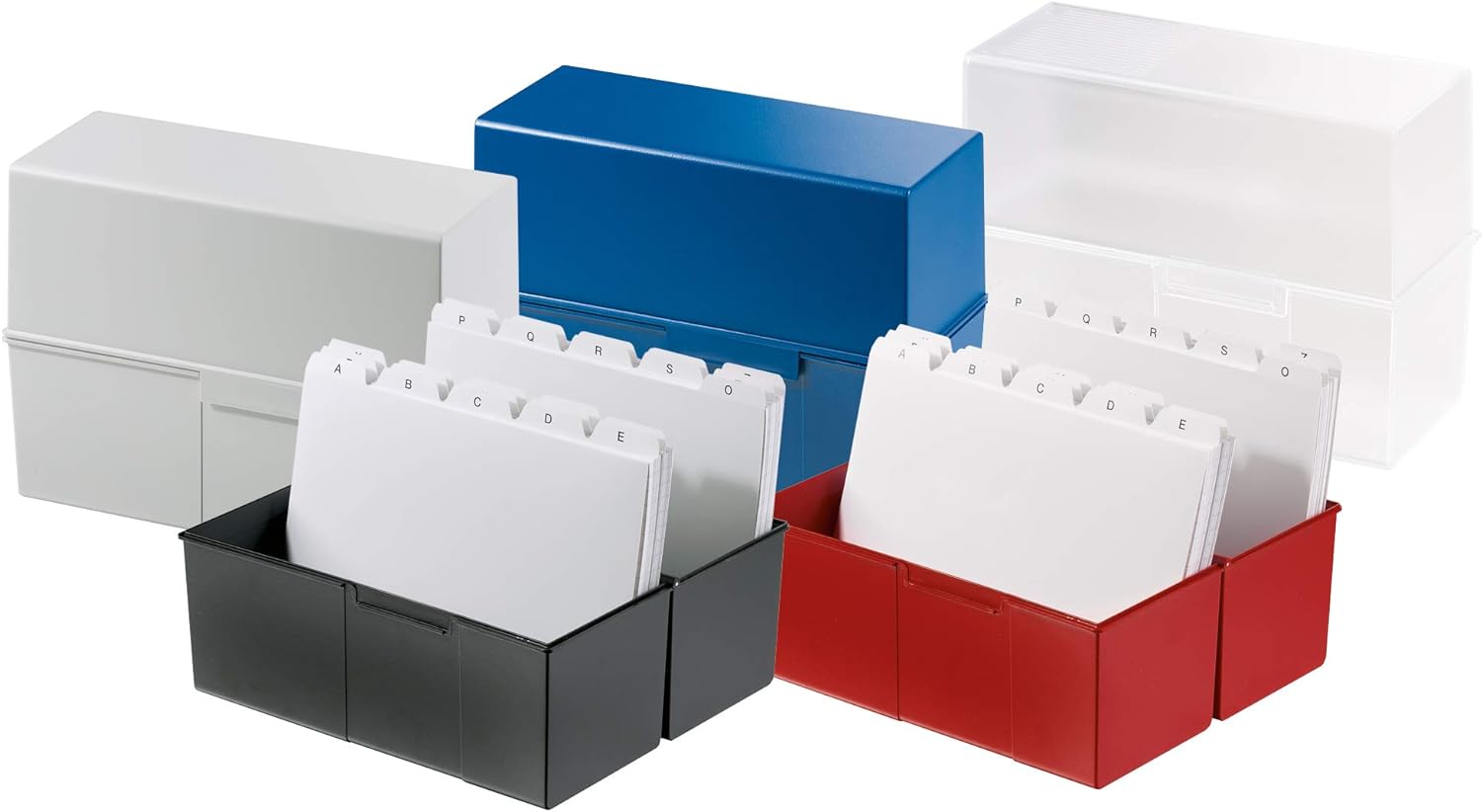 HAN 976-17 Index Card Box DIN A6 Landscape - Pack of 3 Innovative Attractive Design for 400 Index Cards with Steel Hinge Red