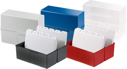 HAN 976-17 Index Card Box DIN A6 Landscape - Pack of 3 Innovative Attractive Design for 400 Index Cards with Steel Hinge Red