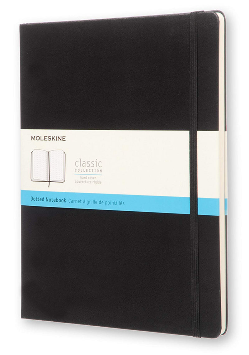 Moleskine Classic Dotted Paper Notebook, Hard Cover and Elastic Closure Journal, Color Black, Size Extra Large 19 x 25 cm, 192 Pages