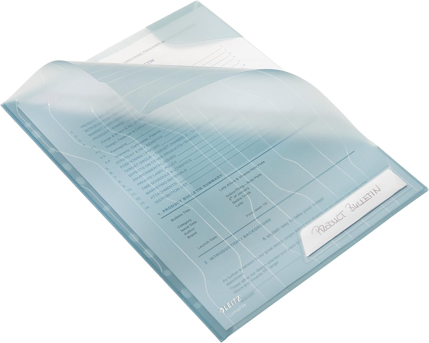 Leitz Combifile Folder A4, Clear White Matt Finish, Top Left Open, 200 Micron Polypropylene, Pack of 5, 47260003