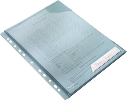Leitz Combifile Folder A4, Clear White Matt Finish, Top Left Open, 200 Micron Polypropylene, Pack of 5, 47260003