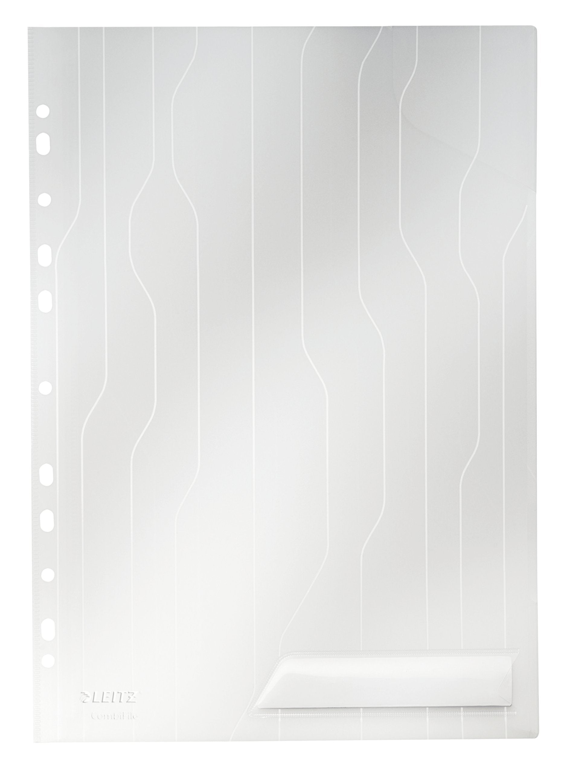 Leitz Combifile Folder A4, Clear White Matt Finish, Top Left Open, 200 Micron Polypropylene, Pack of 5, 47260003