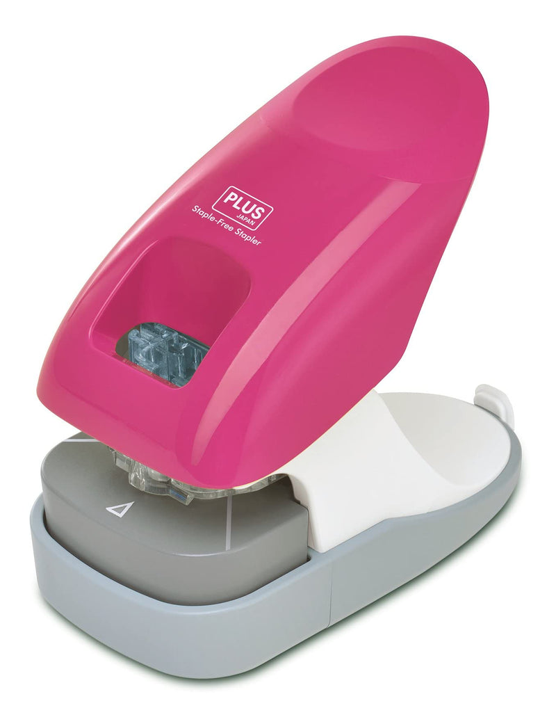 PLUS Japan, Staple-Free Stapler Desktop Model Pink, 10 sheet capacity, 1 piece pack (1 x 1 Stapler
