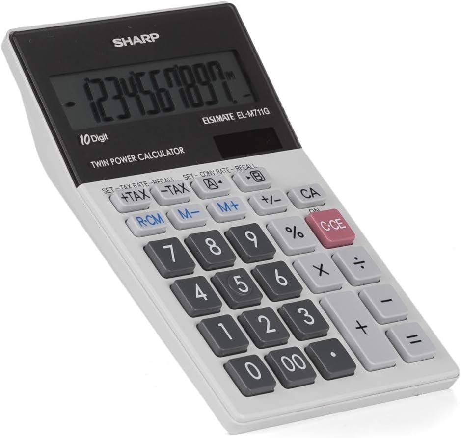 Sharp EL-M711GGY Desktop Calculator 10-Digit Display Glass Design