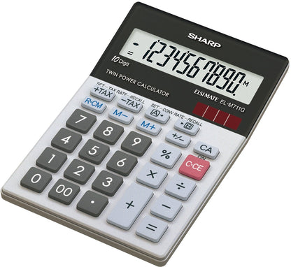 Sharp EL-M711GGY Desktop Calculator 10-Digit Display Glass Design