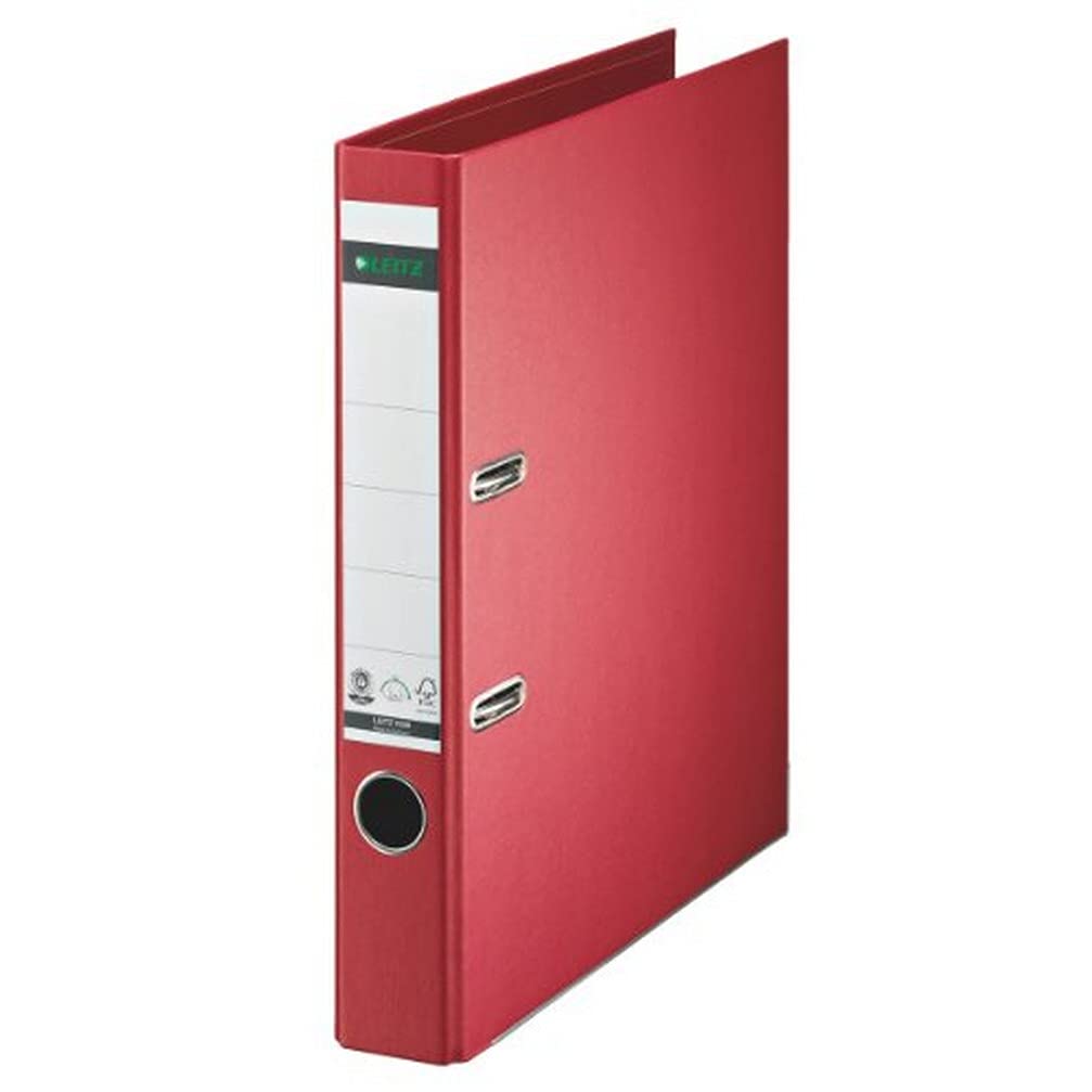 Leitz 10080025 Quality Folder Paper A4 with Slits Narrow Red