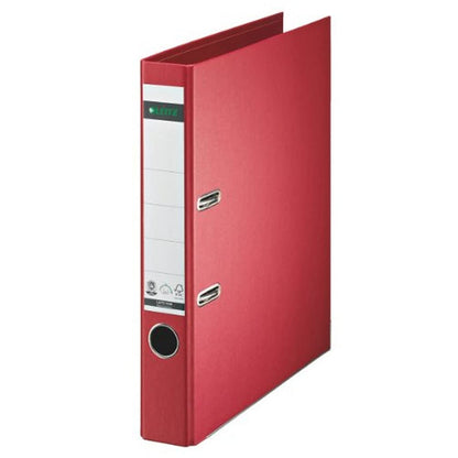 Leitz 10080025 Quality Folder Paper A4 with Slits Narrow Red