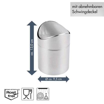 CHG 3187-00 Table Bin 13.0 cm Height and 9.5 cm Diameter Silver