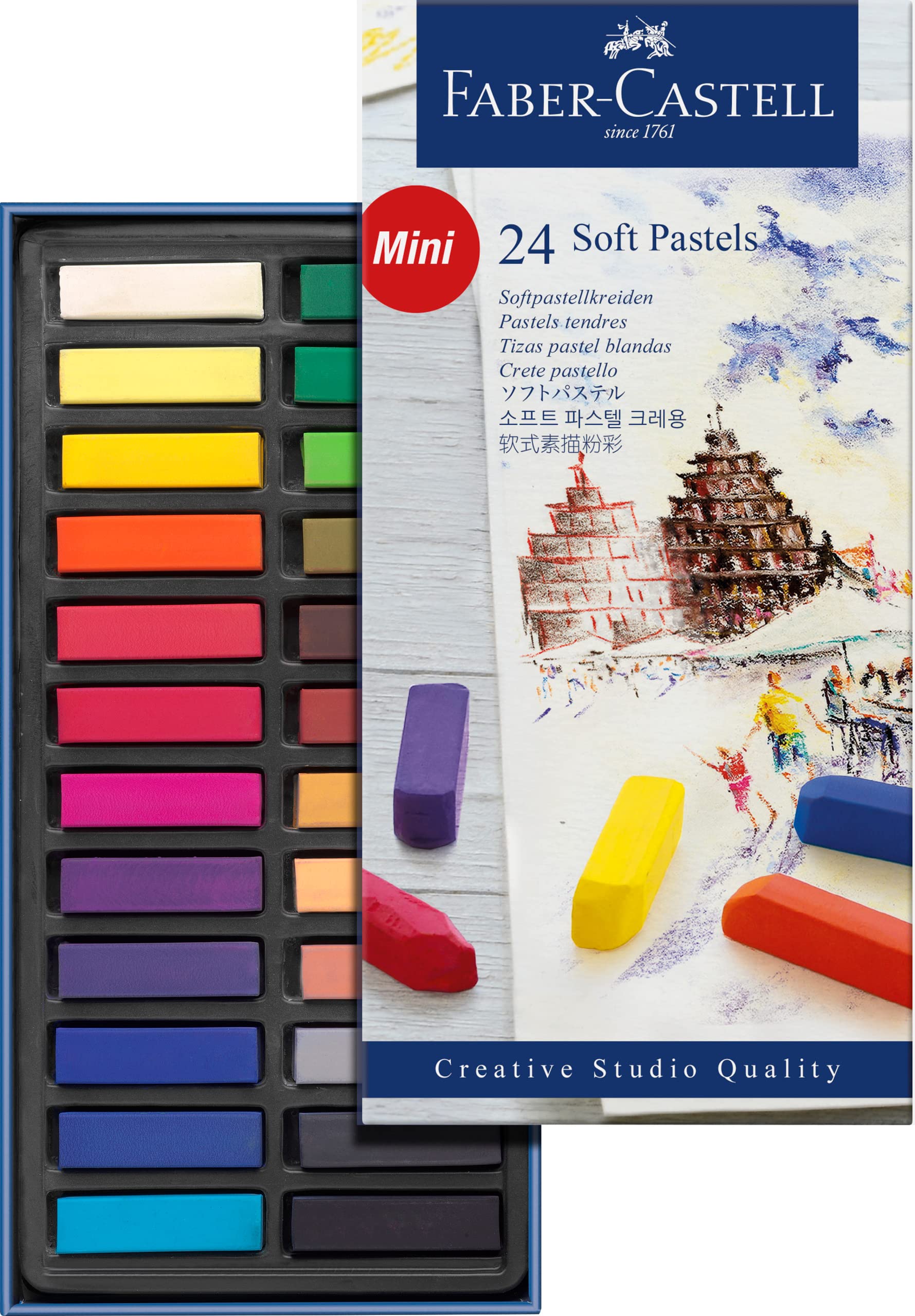 Faber-Castell Creative Studio Soft Pastel Mini Sticks (1.25”) - 24 Vivid Colors 24 Count (Pack of 1) Assorted