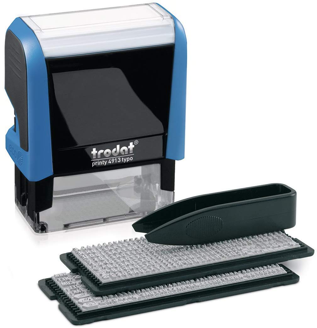 Trodat Printy 4913 Typomatic Selbersetzen for Maximum 5 Lines of Text, Sky Blue