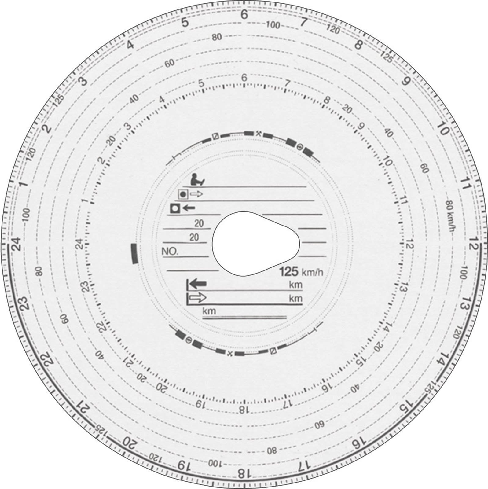 RNK Tachograph Disks 125 km/h Automatic, Haug # 125 151/3101 cm Diameter Pack of 100