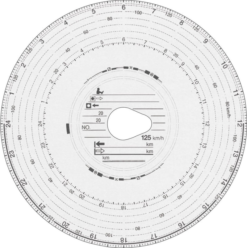RNK Tachograph Disks 125 km/h Automatic, Haug # 125 151/3101 cm Diameter Pack of 100