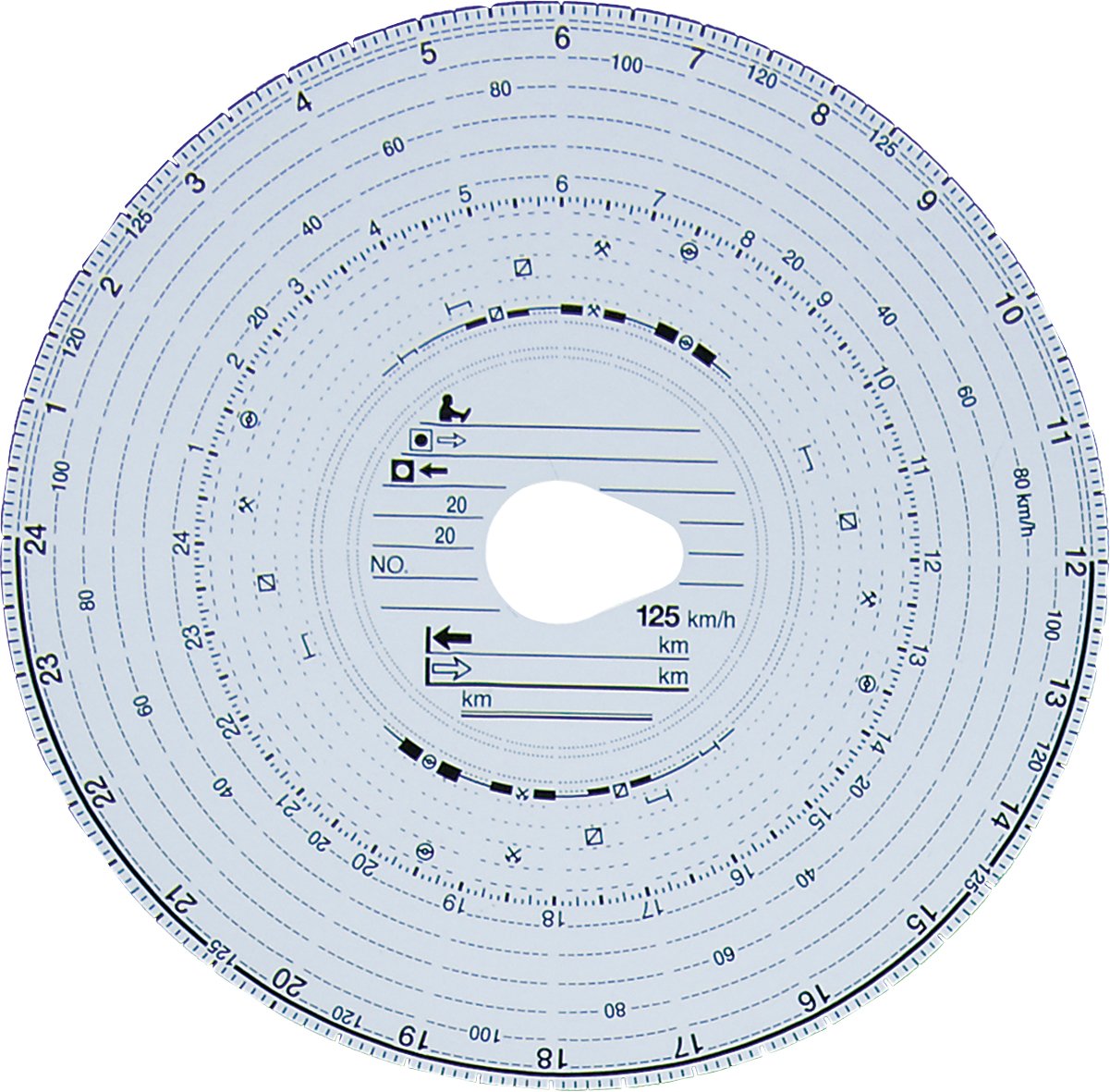RNK Tachograph Disks 125 km/h Automatic, Haug # 125 151/3101 cm Diameter Pack of 100