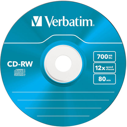 Verbatim CDRW-80 (8x-12xx) 5pk Slim Jewel Case - hi-speed coloured 5 Colours 1