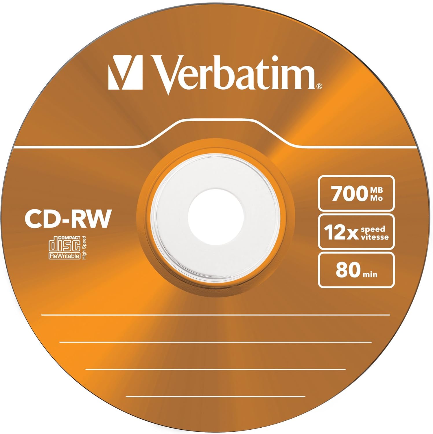 Verbatim CDRW-80 (8x-12xx) 5pk Slim Jewel Case - hi-speed coloured 5 Colours 1