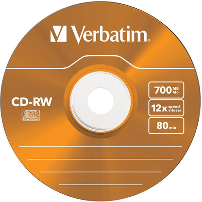 Verbatim CDRW-80 (8x-12xx) 5pk Slim Jewel Case - hi-speed coloured 5 Colours 1