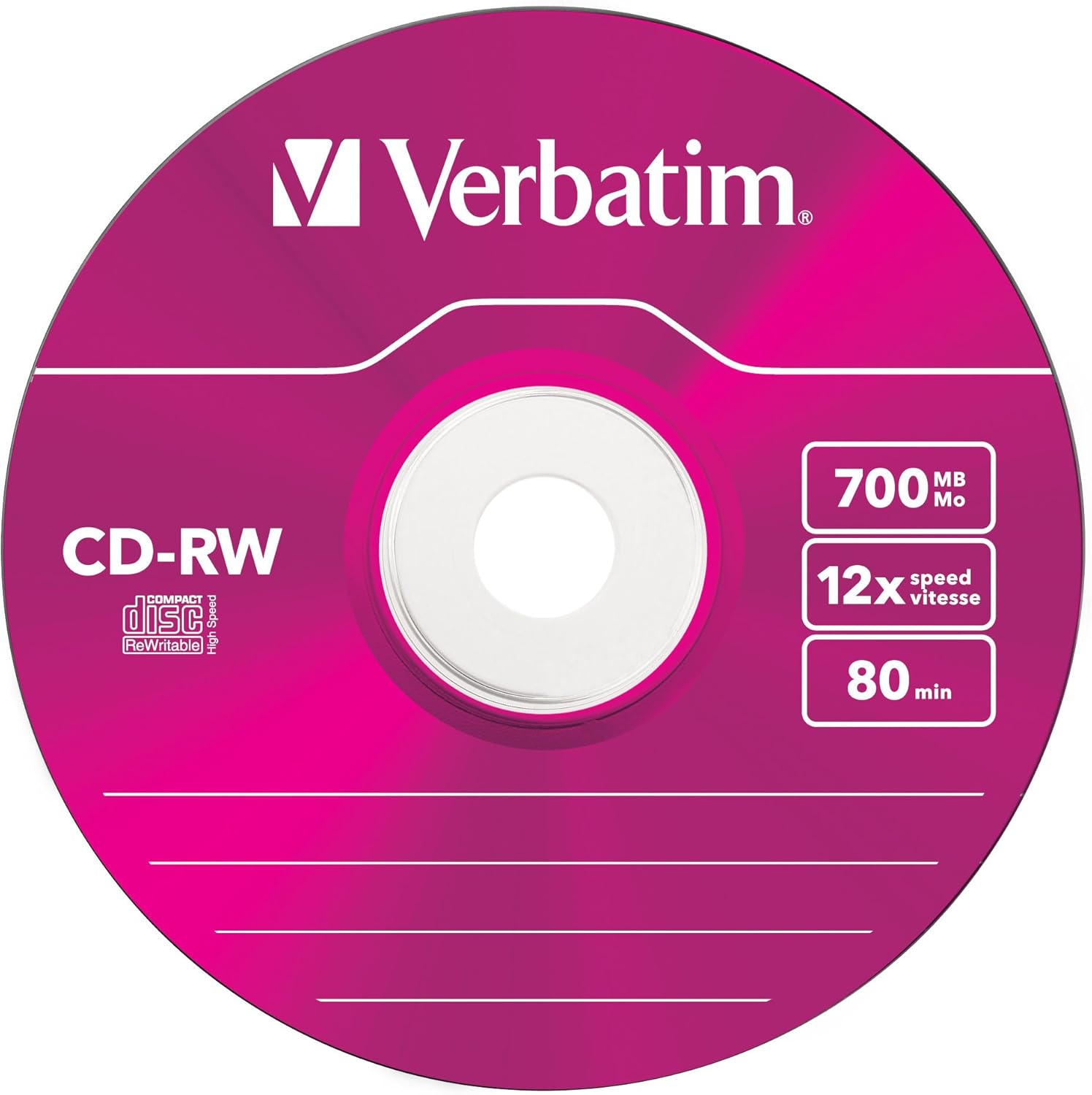 Verbatim CDRW-80 (8x-12xx) 5pk Slim Jewel Case - hi-speed coloured 5 Colours 1