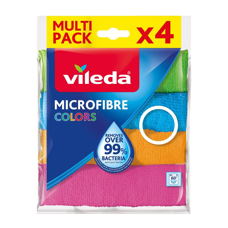 Vileda Microfaser Allzwecktuch Colors, 1 Packung mit 4 Stück Mikrofasertücher Colors, 4er Pack