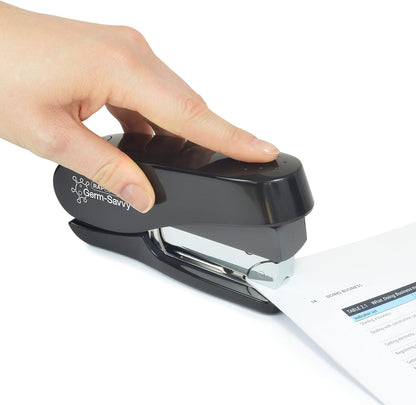 Rapesco 1466 Germ-Savvy Antibacterial, ECO Luna Less Effort Stapler with 2000 Staples, 50 Sheet Capacity, Black