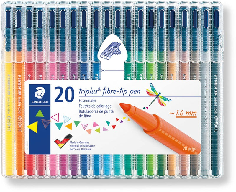 STAEDTLER 323 SB20 Triplus Colour Fibre-Tip Pens, 1.0mm - Assorted Colours (Pack of 20