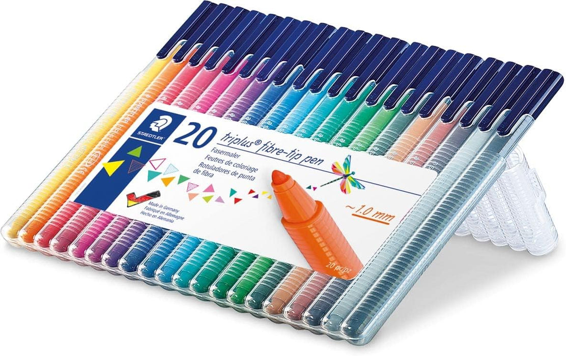 STAEDTLER 323 SB20 Triplus Colour Fibre-Tip Pens, 1.0mm - Assorted Colours (Pack of 20