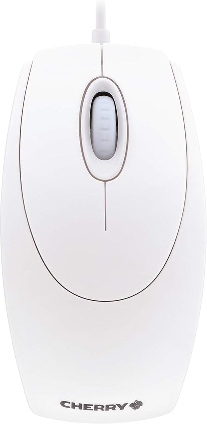 CHERRY WheelMouse optical, Wired Mouse, Suitable for Right and Left-Handers, Optical Sensor for Precise Mouse Pointer Motion, Grey/White