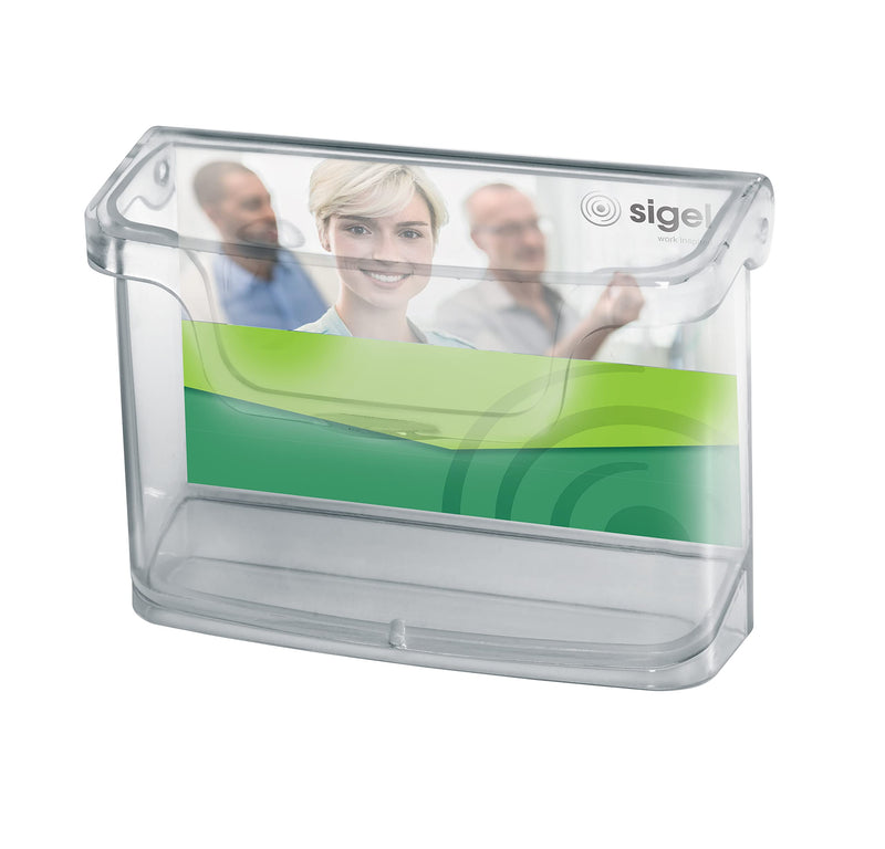 SIGEL LH326 Outdoor Wall-Mounted Business Card Holder, for up to 60 Cards, uv resistant acrylic, transparent, 1 oc.