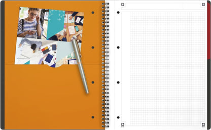 OXFORD 100104329 Activebook International A4 + Checkered with Indexable Index and Document Pocket Gray Spiral Notebook Block - a smart organization for managers and executives