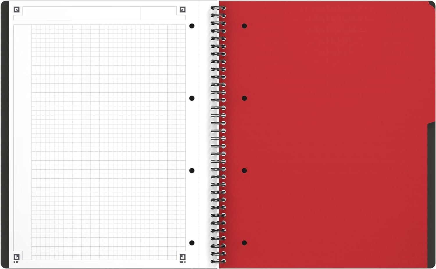OXFORD 100104329 Activebook International A4 + Checkered with Indexable Index and Document Pocket Gray Spiral Notebook Block - a smart organization for managers and executives
