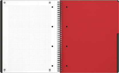 OXFORD 100104329 Activebook International A4 + Checkered with Indexable Index and Document Pocket Gray Spiral Notebook Block - a smart organization for managers and executives