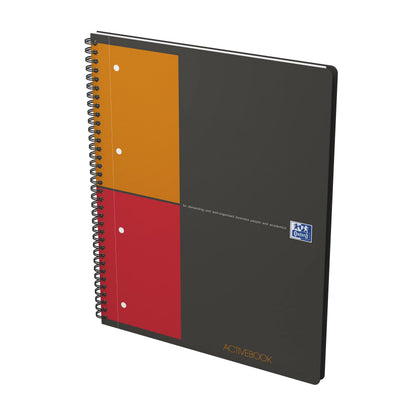 OXFORD 100104329 Activebook International A4 + Checkered with Indexable Index and Document Pocket Gray Spiral Notebook Block - a smart organization for managers and executives