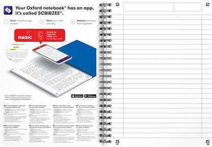 Oxford Office A5 Opaque Poly Cover Wirebound Notebook Narrow Ruled with Margin 180 Page including Repositionable Divider/Ruler, Assorted Colours, A5 Metallic