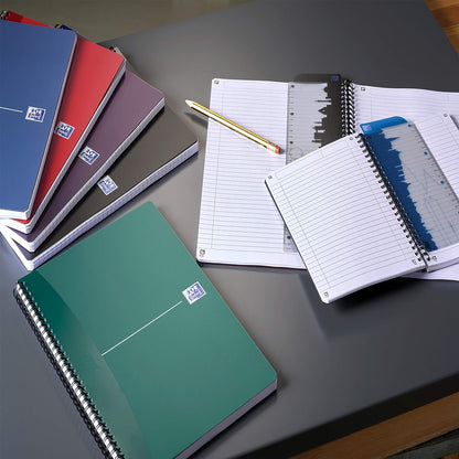 Oxford Office A5 Opaque Poly Cover Wirebound Notebook Narrow Ruled with Margin 180 Page including Repositionable Divider/Ruler, Assorted Colours, A5 Metallic