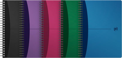 Oxford Office A5 Opaque Poly Cover Wirebound Notebook Narrow Ruled with Margin 180 Page including Repositionable Divider/Ruler, Assorted Colours, A5 Metallic