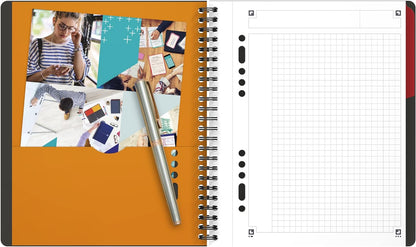 OXFORD 100102880 Activebook International A5 + checkered 10-hole perforated with offset tab and document pocket gray Spiral Notebook Collegeblock - clever organization for managers and executives