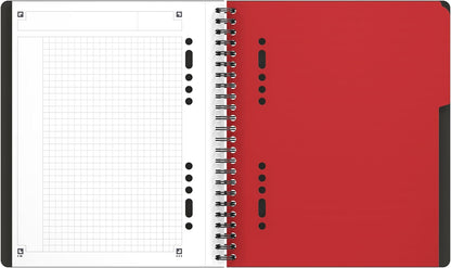 OXFORD 100102880 Activebook International A5 + checkered 10-hole perforated with offset tab and document pocket gray Spiral Notebook Collegeblock - clever organization for managers and executives
