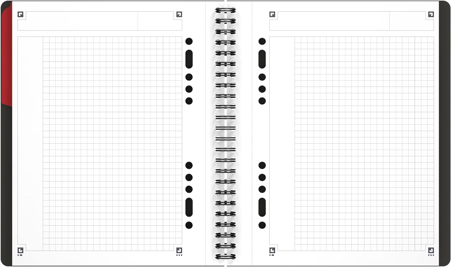 OXFORD 100102880 Activebook International A5 + checkered 10-hole perforated with offset tab and document pocket gray Spiral Notebook Collegeblock - clever organization for managers and executives
